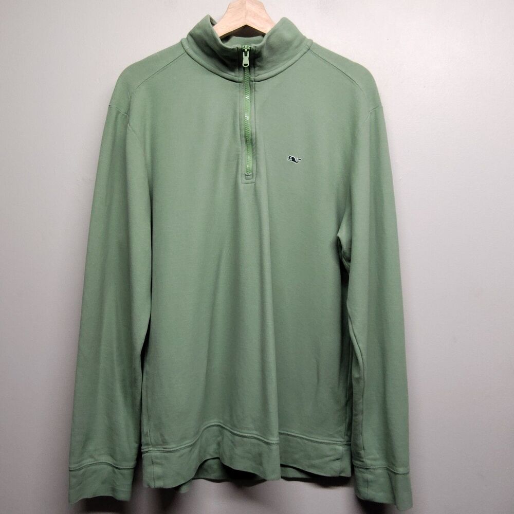 Vineyard Vines Quarter Zip Sweater Men M Green Lightweight Long Sleeve Casual